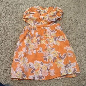 Floral orange strapless dress size XS. Great condition.
